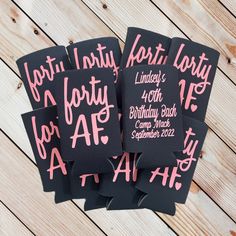 black and pink coasters with the words forty forty forty forty forty forty forty forty forty forty