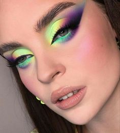 Make Up Yeux, Eye Makeup For Blue Eyes, Crazy Eye Makeup, Short Dress For Women, Makeup For Blue Eyes, Neon Makeup, Makeup Is Life, Off Shoulder Short Dress