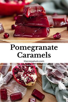 homemade pomegranate caramels with text overlay