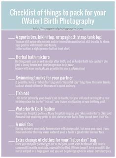 the checklist of things to pack for your birth photography session