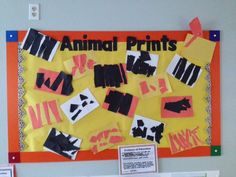 a bulletin board with animal prints on it