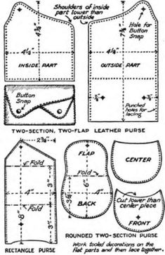 the instructions for how to sew an apron with two - ply leather purses