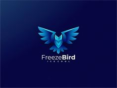 the logo for freeze bird is blue and has an eagle on it's wings