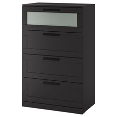 a black filing cabinet with three drawers