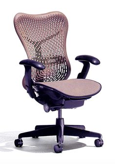 an office chair with no wheels on the back and seat upholstered to the side