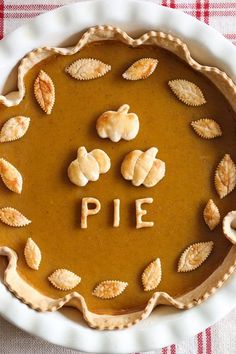 a pie with the word pie spelled out on it