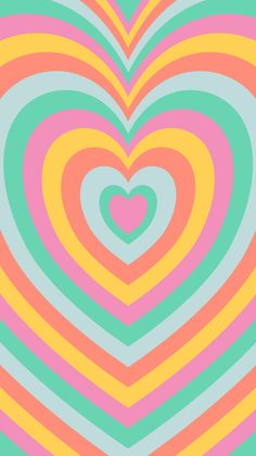 an image of a heart in the middle of a multicolored background with stripes