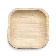 an empty wooden plate on a white background