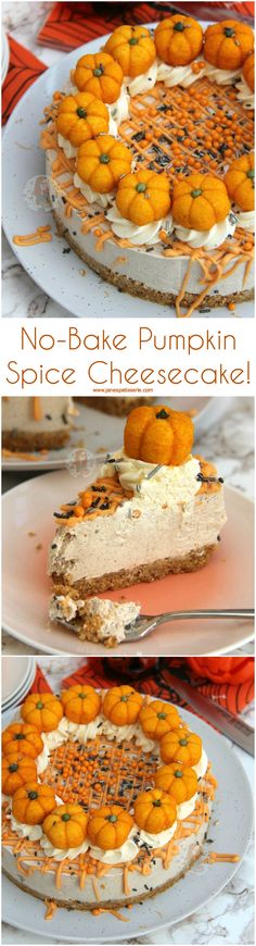 no bake pumpkin spice cheesecake on a plate