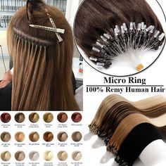 (eBay) 200PCS Micro Ring Loop Tip Real Remy Human Hair Extensions Micro Beads Link Hair Nano Ring Extensions, Micro Weft Hair Extensions, Hair Extensions For Volume Not Length, Individual Hair Extensions, Micro Hair Extensions, 22 Inch Hair Extensions, Hair Extensions Styles, Nano Hair Extensions, Glue In Hair Extensions