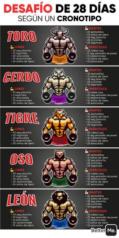 the ultimate bodybuilding workout chart for each type of man in this image, you can see