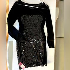 Black Sequin Long Sleeve Sheer Dress Size Lxl Nwt Brand New By Lovers Red Rose Dress, Sheer Long Sleeve Dress, Lover Dress, Rose Dress, Sheer Dress, Black Sequins, Floral Dress, Black Dress, Long Sleeve Dress