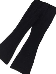 Fall Black Ribbed Bottoms, Ribbed Black Bottoms For Fall, Black Flare Winter Pants, Black Flare Pants For Winter, Trendy Black Flare Leggings, Black Ribbed Cotton Bottoms, Black Full Length Cotton Leggings, Black Full-length Cotton Leggings, Full Length Black Cotton Leggings