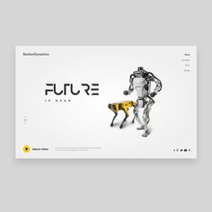 an image of a robot with a dog on it's back and the words future is near