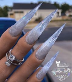 Long Stiletto Nails, Sharp Nails, Diamond In The Rough, Goth Nails, Stiletto Nails Designs, Luxury Nails