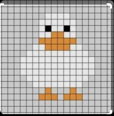 Small Cross Stitch Patterns Free Minis, Duck Pixel Art, Melty Bead Patterns, Tiny Cross Stitch, Duck Art