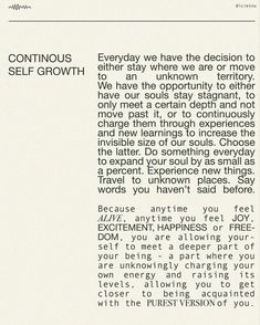 an ad for self growth, with the caption's description in black and white