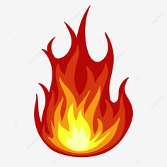 a fire with red and yellow flames on it, flame, cartoon png and psd