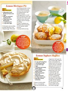 a recipe book with pictures of lemon meringue pies and other desserts