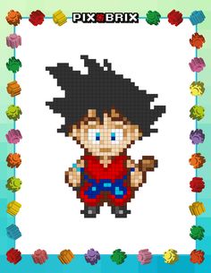 an image of a pixel art character in the middle of a frame with flowers around it