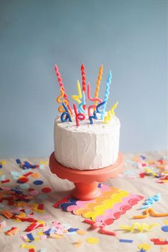 a birthday cake with candles on top of it