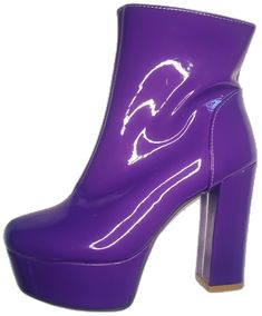 Retro Boots For Spring Party, Retro Spring Party Boots, Retro Round Toe Party Boots, Bold Round Toe Platform Boots For Party, Retro Platform Boots For Party, Fall Purple Platform Boots, Funky Spring Boots, Retro Ankle-high Party Heels, Retro Fall Party Heels