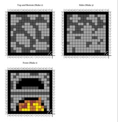 four squares with different shapes and sizes, each showing the same pattern as shown below