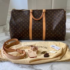 Authentic Louis Vuitton Keepall 55 Duffle Year: 2008 Condition: Like New. Used Once For A Road Trip. Pretty Pristine Condition. Comes With Extra Lock And Keys. Tags. Dustbag, Strag And Tag. Vachetta Letter Has Darkened Very Slightly. It Looks Practically New. Amazing Condition Ig - Bienfaitluxe For More Info Louis Vuitton Duffle Bag With Money, Louis Vuitton Checkered Duffle Bag, Louis Vuitton Keepall Travel, Louis Vuitton Keepall 25, Louis Vuitton Keepall Xs, Louis Vuitton Keepall 55, Louis Vuitton Keepall, Louis Vuitton Speedy Bag, Authentic Louis Vuitton