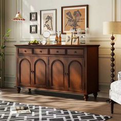 a living room scene with focus on the sideboard