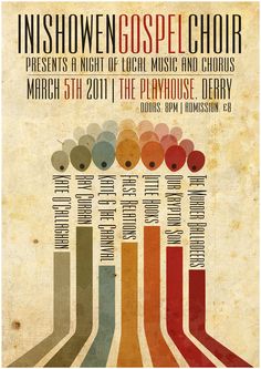 an old poster with the names and numbers of various musical instruments in different colors on it