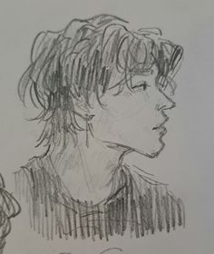 a pencil drawing of a boy in profile