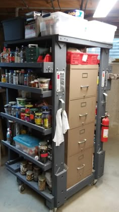 a large metal cabinet with many drawers on it