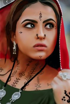 Navratri Face Look, Dandiya Makeup Look, Navratri Tattoo, Garba Makeup Look, Garba Makeup, Navratri Makeup Look, Indian Digital Art, Dandiya Dress, Indian Makeup Looks