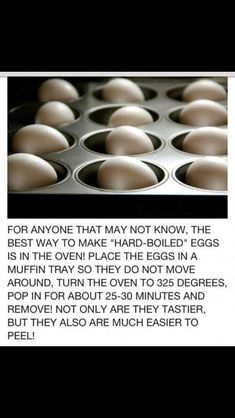 1000 Lifehacks, Hard Cooked Eggs, Food Info, Muffin Tin, Food Facts, Hard Boiled, How To Cook Eggs, Hard Boiled Eggs