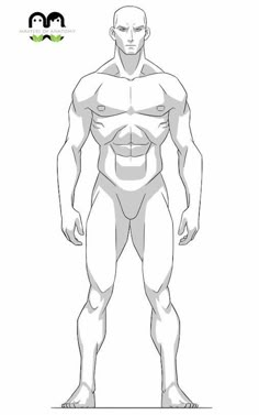 a drawing of a muscular man with no shirt on, standing in front of the camera