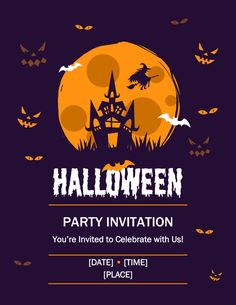 a halloween party with pumpkins and bats in the background, there is an image of a