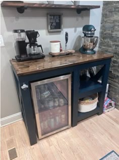 a coffee bar in the corner of a room