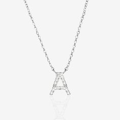 Diamond Initial Necklace in Sterling Silver <br> <span> Amelia Rose </span> A Necklace Letter Silver, Trade Lifestyle, A Initial Necklace, Apocalypse Outfit, Wishlist 2022, Sterling Silver Initial Necklace, Silver Initial Necklace, Amelia Rose, Initial Necklace Silver