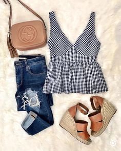 Mode Shoes, Gingham Tops, Narnia, Looks Style, Outfits Casuales, Ripped Jeans, Spring Summer Fashion