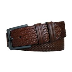 Introducing the ultimate accessory for any stylish gentleman: our Gents Belt for Jeans, crafted from genuine leather with an exclusive brown woven emboss. This extra-wide 4.5 cm belt combines practicality with high-end fashion, making it a perfect fit for your casual or business casual wardrobe. The textured, woven embossed pattern adds a unique and sophisticated touch to the rich brown leather, distinguishing it from traditional belts. This design not only enhances the belt's visual appeal but Formal Woven Leather Belt, Classic Woven Leather Belt, Brown Woven Leather Belt, Formal Brown Belts, Brown Leather Belt Buckles For Business, Brown Leather Belt Buckle For Business, Brown Leather Belt With Leather Lining, Brown Leather Rectangular Belt Buckles, Classic Brown Rectangular Belt Buckles