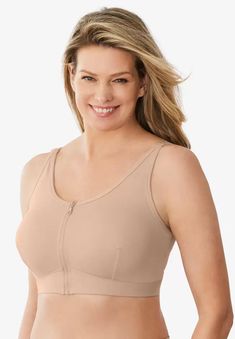 The ultimate in ease and comfort is here. Our zip-front bra features a zip front closure that allows for easier self-dressing but is also secure all Bras For Older Women, Zip Bra, Front Closure Bra, Clay Flower Pots, Comfy Bra, Perfect Swimsuit, Yard Decorations, New Bra, Clay Flower