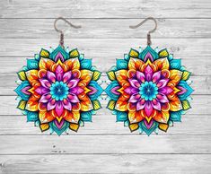 Mandala Round Earrings Colorful | Choose from 5 designs | 1.5" Round Sublimation Earrings | Gift Idea | Classy Earrings Thank you for purchasing these round sublimated earrings.  They are super light and comfortable for anytime. Colorful Earrings As A Gift, Artistic Multicolor Flower Drop Earrings, Multicolor Hand Painted Flower Earrings As Gift, Multicolor Hand Painted Flower Earrings For Gifts, Sublimated Earrings, Sublimation Earrings, Classy Earrings, Earrings Colorful, Thank You For Purchasing