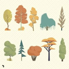 the trees are different colors and shapes