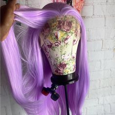 Wig Dye Ideas, Purple Wigs, Straight Lace Front Wig, Tron Legacy, Purple Wig, Dye Ideas, Wig Color, Gender Fluid, Straight Lace Front Wigs