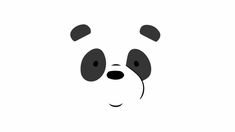 a panda bear's face is shown in black and white on a white background