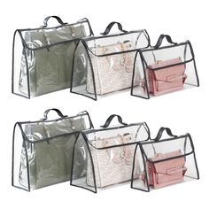 PRICES MAY VARY. 95% vinylal,5% polyurethane--Friendly material,suitable for kitchen bedroom storage. 【Sturdy and Durable】Univivi plastic bag organizer are made of premium PVC and PU. Fully transparent material and leather material make the purse organizer bags dustproof and waterproof, also look more fashionable. Unlike other non-woven edge wrapped dust bag, we use leather to wrap the edge, which will be more solid and stylish. 【3 Sizes Included】The package includes 6 bags(3size * 2pcs). Tote b Bag Organizer Closet, Storing Handbags, Bags Organizer, Plastic Handbag, Tote Bag Organizer, Stackable Storage Boxes, Acrylic Display Box, Handbag Organizer, Purse Storage