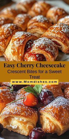 croissant bites for a sweet treat with fresh fruit and powdered sugar on top