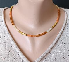 Delicate beaded necklace earths colors. Autumn, amber, honey necklace. The beads are carefully selected and assembled by hand.  This necklace for any season, it is easy to combine as you wish with other necklaces and chains. when buying, please select length: necklace length +/- 14", 15", 16", 17", 18" - 35.5, 38, 40.5, 43, 46 cm). Material: Czech beaded, details Stainless steel. Recommendations for care: Do not wet, do not drop, avoid contact with perfumes, detergents. Wipe clean with a soft cl Autumn Necklace Fall Jewelry, Honey Necklace, Autumn Necklace, Length Necklace, Fall Jewelry, Czech Beads, Beaded Choker, Necklace Length, Earth Tones