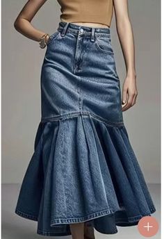 Ankle Dress, Long Sleeve Outfits, Fishtail Skirt, Long Beach Dress, Recycle Jeans, Skirt Summer, Short Summer Dresses, High Waist Denim, Embellished Denim