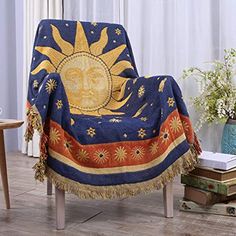 a chair with a sun design on it